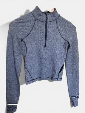 lululemon athletica Heathered Navy Ribbed Half-Zip Pullover Size 2